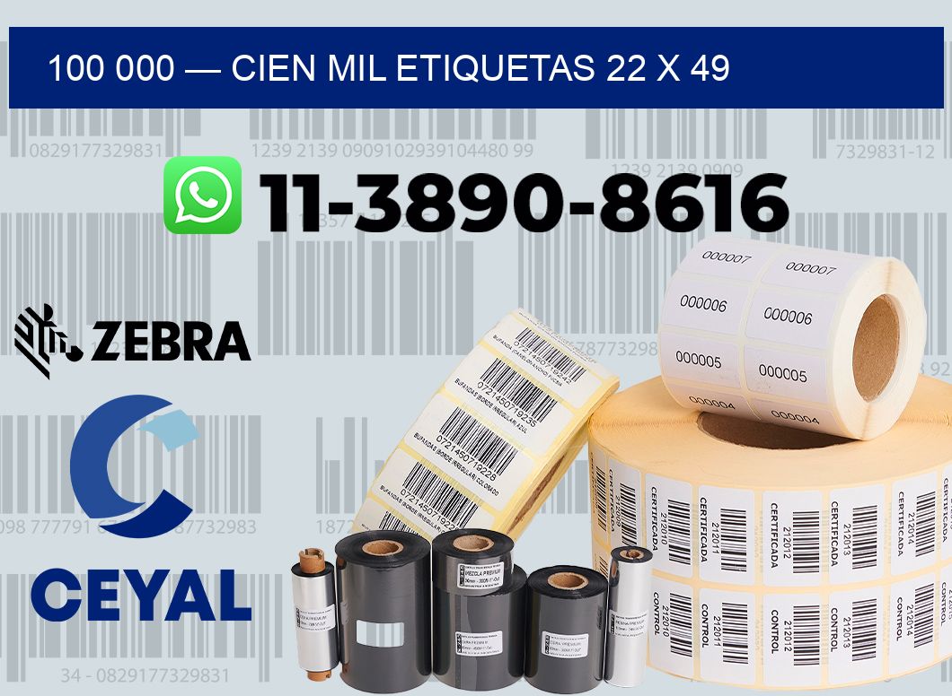 100 000 — cien mil etiquetas 22 x 49