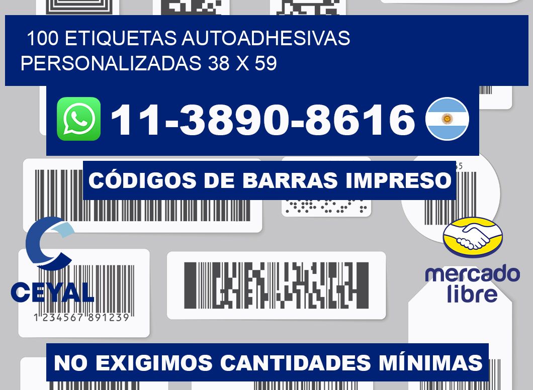 100 Etiquetas autoadhesivas personalizadas 38 x 59