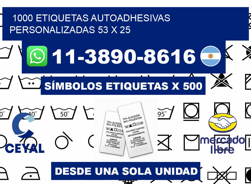 1000 Etiquetas autoadhesivas personalizadas 53 x 25