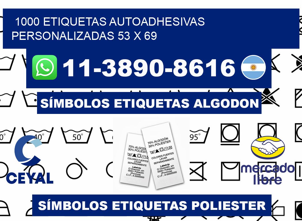 1000 Etiquetas autoadhesivas personalizadas 53 x 69