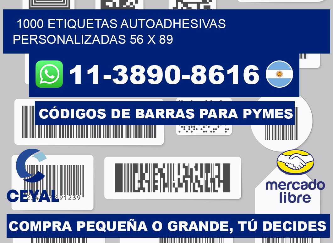 1000 Etiquetas autoadhesivas personalizadas 56 x 89