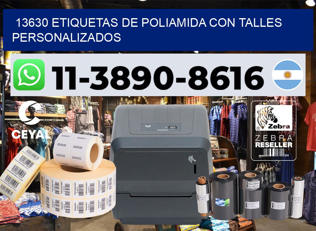 13630 Etiquetas de poliamida con talles personalizados