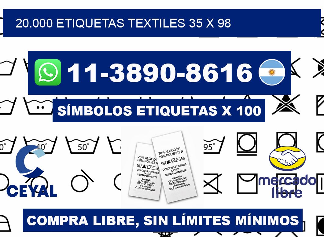 20.000 ETIQUETAS TEXTILES 35 x 98