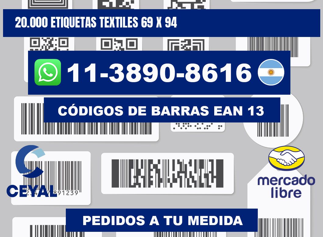 20.000 ETIQUETAS TEXTILES 69 x 94