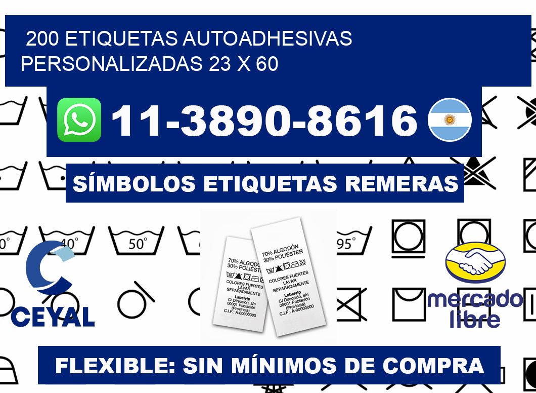 200 Etiquetas autoadhesivas personalizadas 23 x 60
