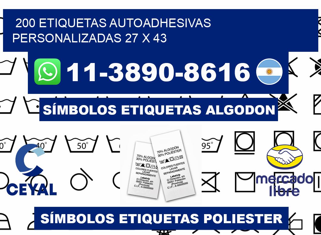 200 Etiquetas autoadhesivas personalizadas 27 x 43