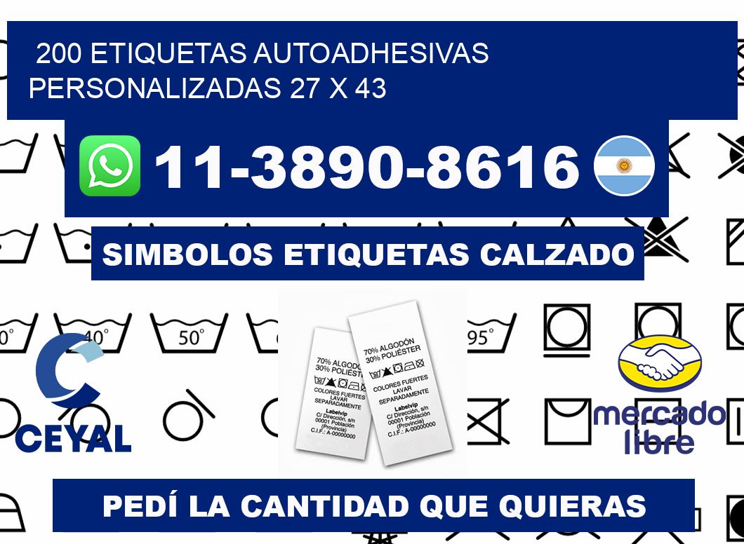 200 Etiquetas autoadhesivas personalizadas 27 x 43