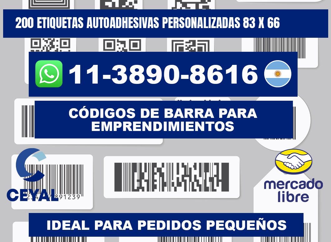 200 Etiquetas autoadhesivas personalizadas 83 x 66