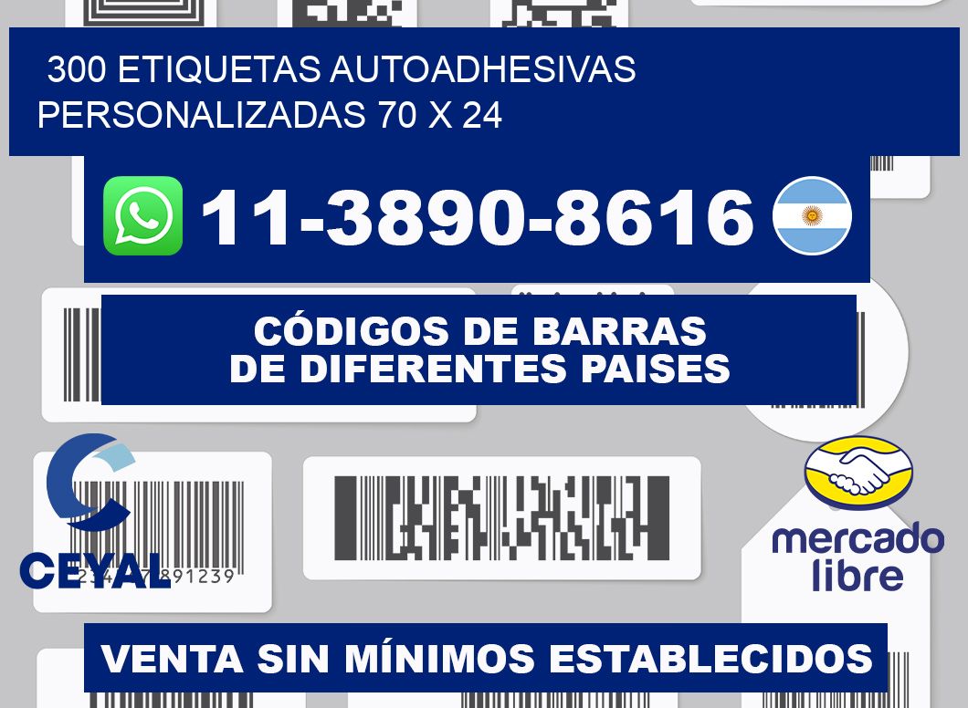 300 Etiquetas autoadhesivas personalizadas 70 x 24