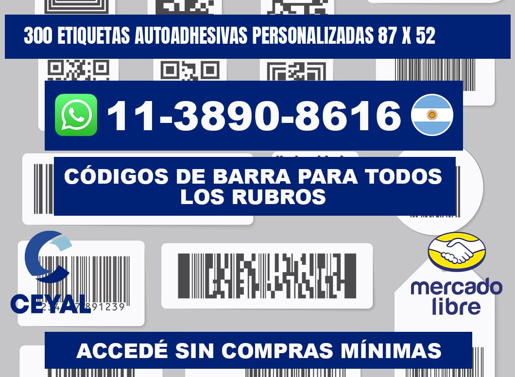 300 Etiquetas autoadhesivas personalizadas 87 x 52