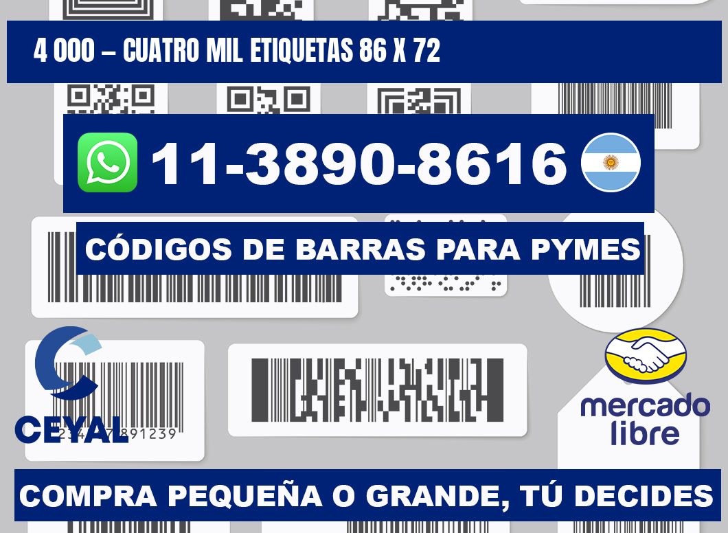 4 000 — cuatro mil etiquetas 86 x 72