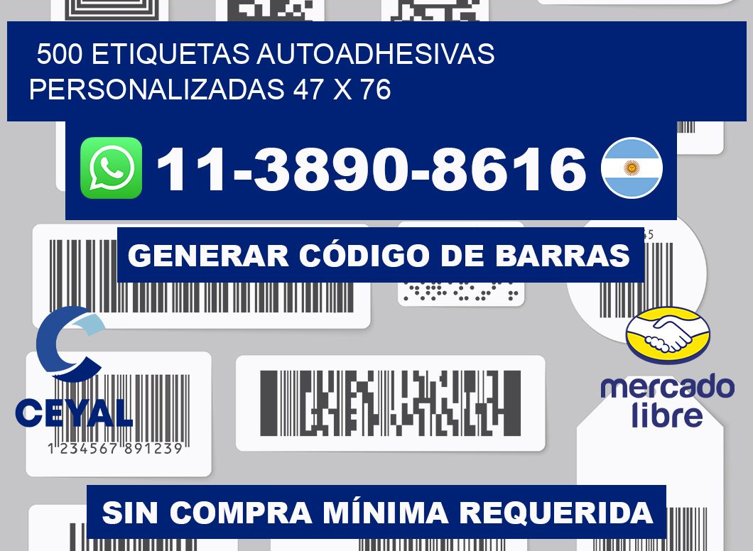 500 Etiquetas autoadhesivas personalizadas 47 x 76