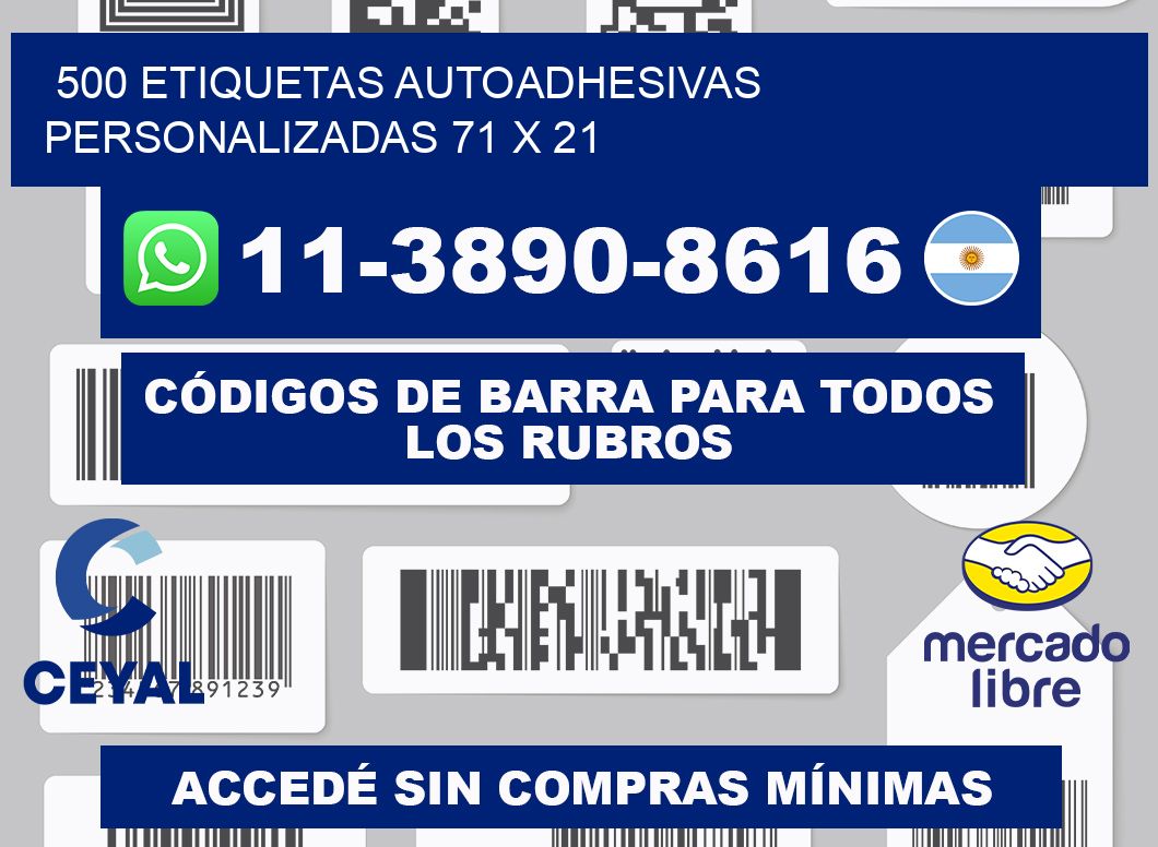 500 Etiquetas autoadhesivas personalizadas 71 x 21