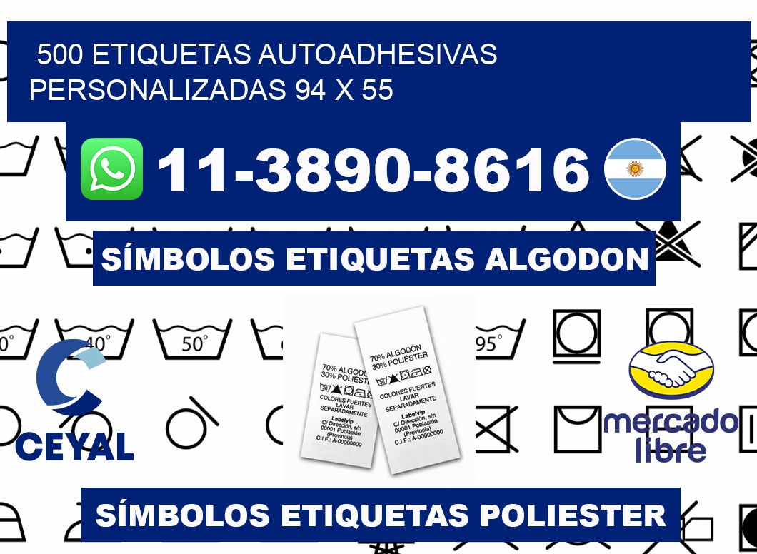 500 Etiquetas autoadhesivas personalizadas 94 x 55