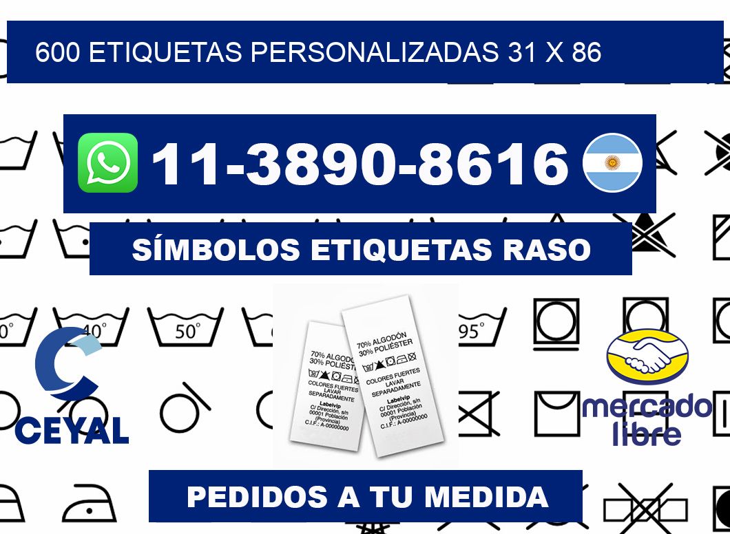 600 ETIQUETAS PERSONALIZADAS 31 x 86