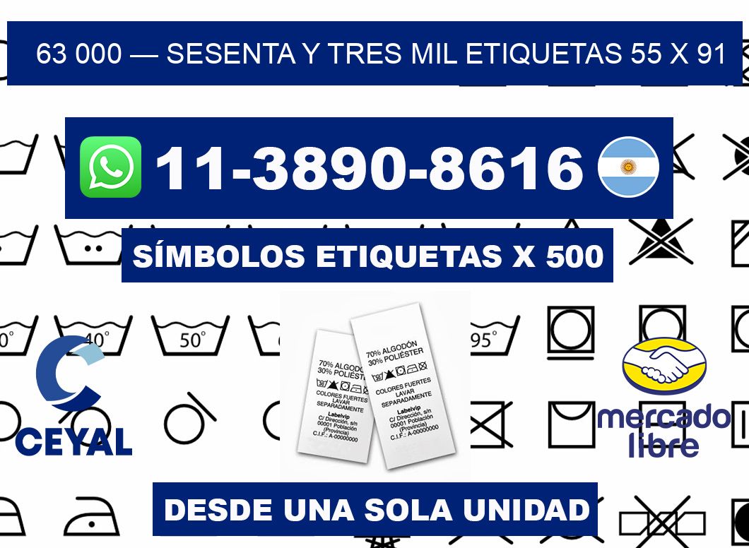 63 000 — sesenta y tres mil etiquetas 55 x 91