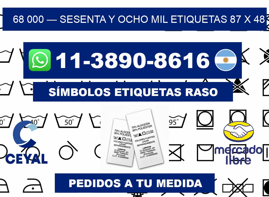 68 000 — sesenta y ocho mil etiquetas 87 x 48