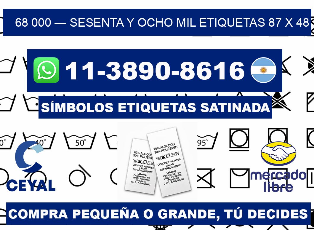 68 000 — sesenta y ocho mil etiquetas 87 x 48