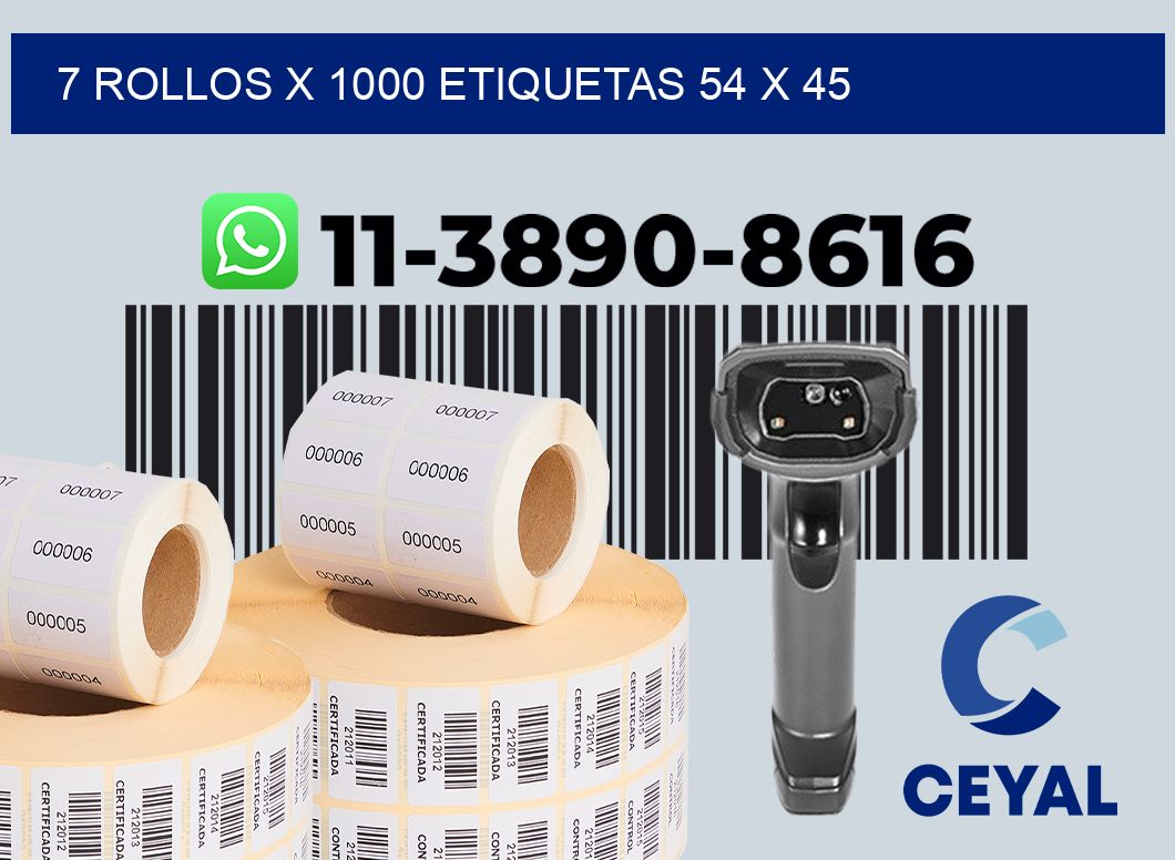 7 rollos x 1000 etiquetas 54 x 45