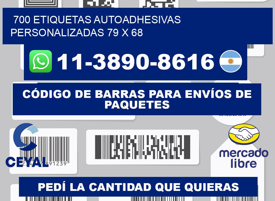 700 Etiquetas autoadhesivas personalizadas 79 x 68