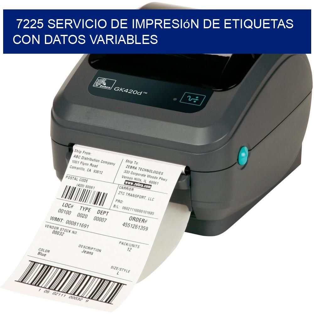 7225 Servicio de impresión de etiquetas con datos variables
