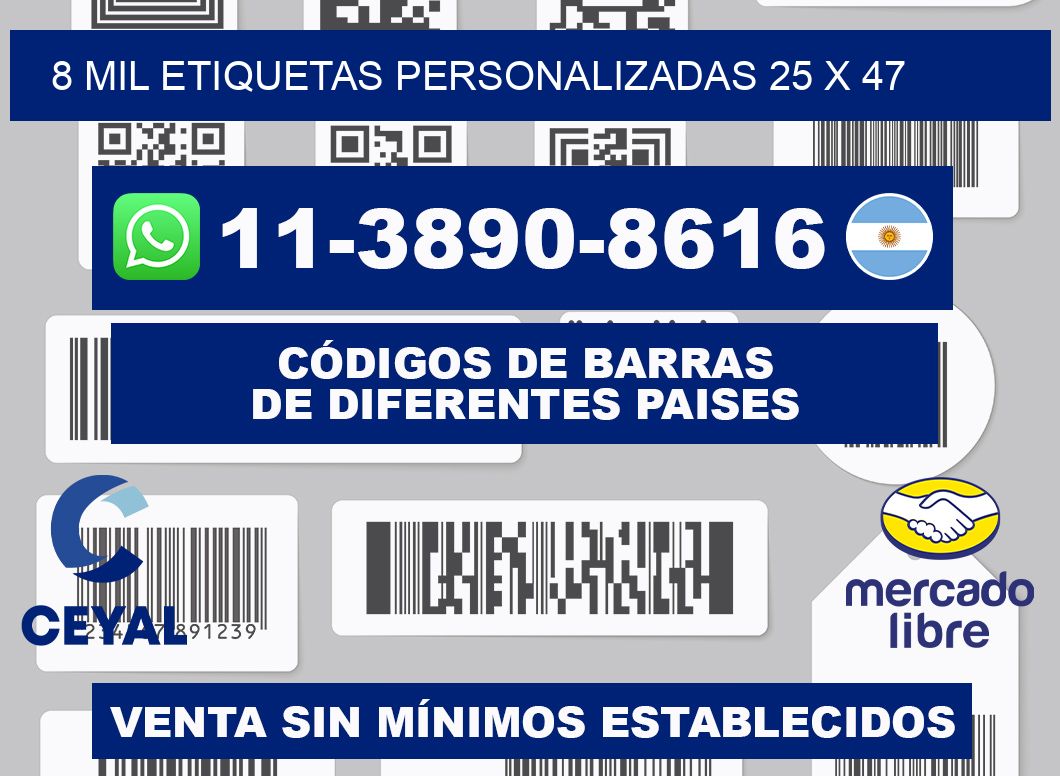 8 mil etiquetas personalizadas 25 x 47