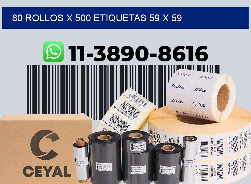 80 rollos x 500 etiquetas 59 x 59