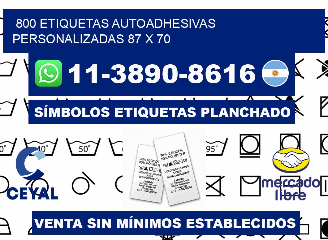 800 Etiquetas autoadhesivas personalizadas 87 x 70