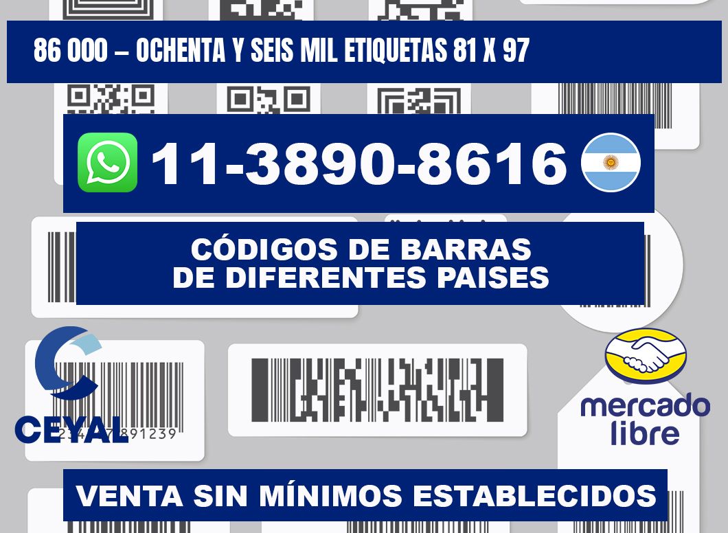 86 000 — ochenta y seis mil etiquetas 81 x 97