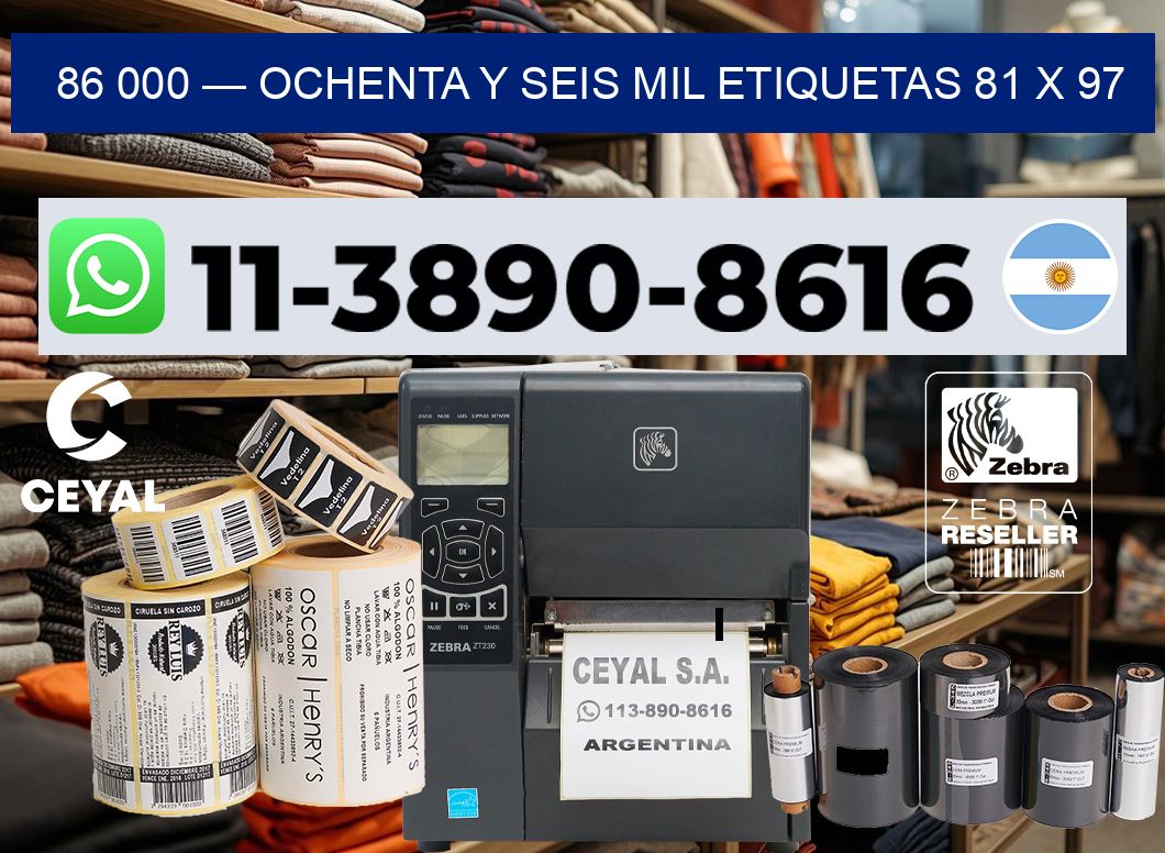 86 000 — ochenta y seis mil etiquetas 81 x 97