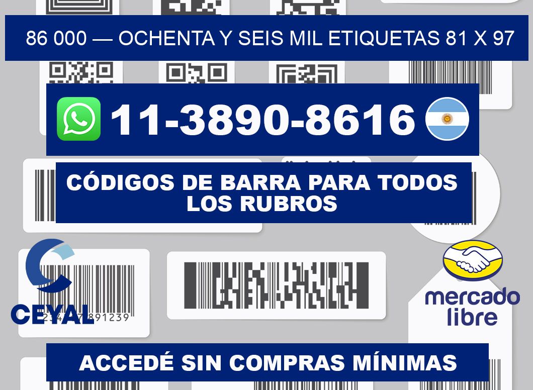 86 000 — ochenta y seis mil etiquetas 81 x 97