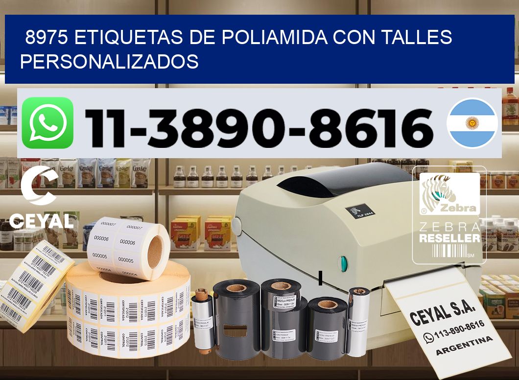 8975 Etiquetas de poliamida con talles personalizados