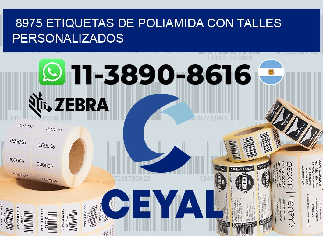 8975 Etiquetas de poliamida con talles personalizados