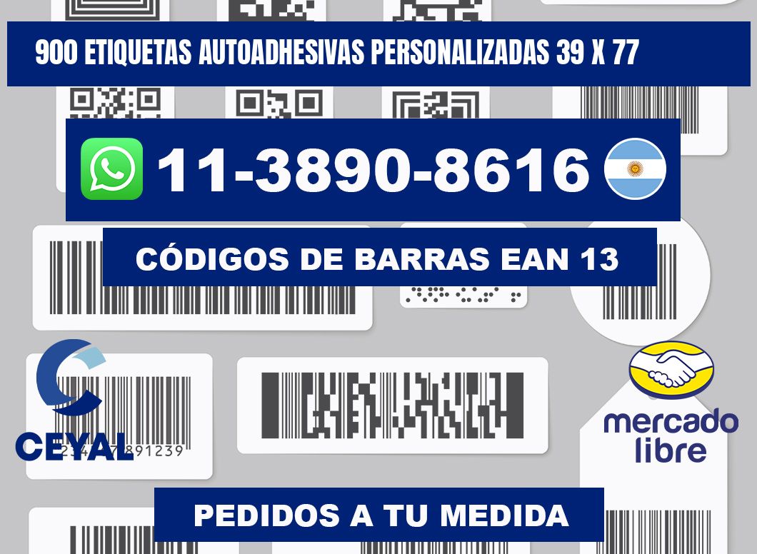 900 Etiquetas autoadhesivas personalizadas 39 x 77