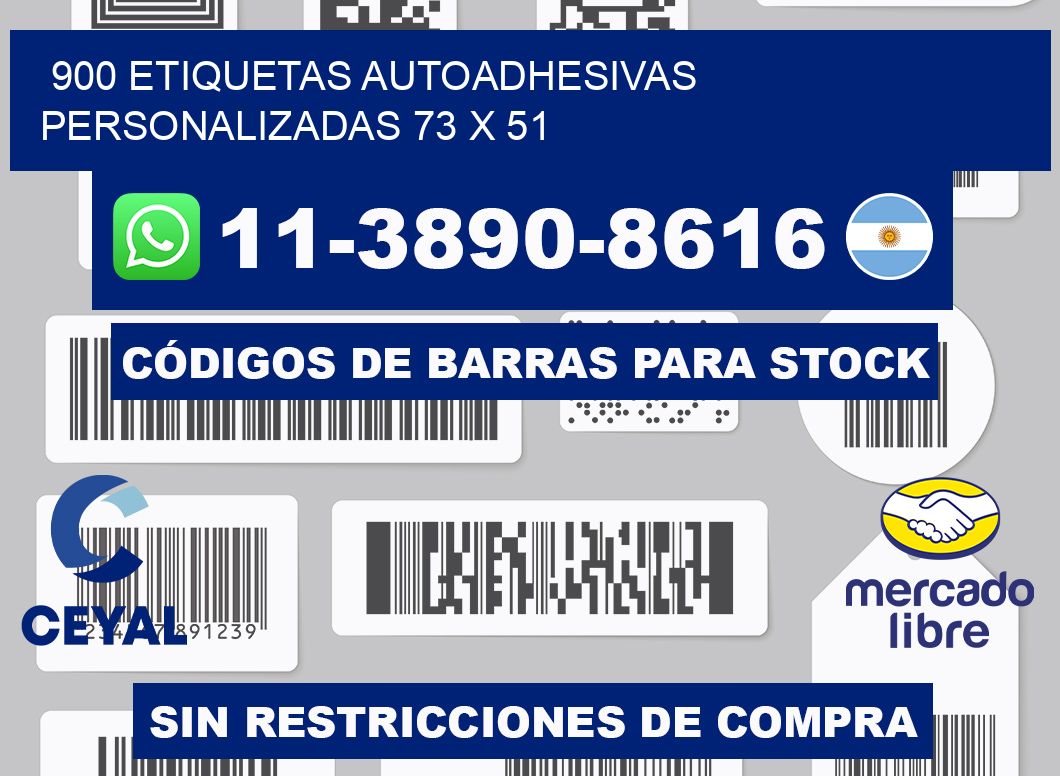 900 Etiquetas autoadhesivas personalizadas 73 x 51