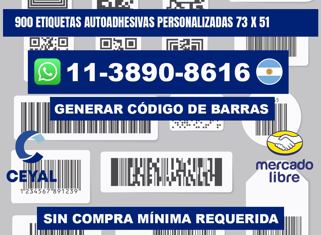 900 Etiquetas autoadhesivas personalizadas 73 x 51