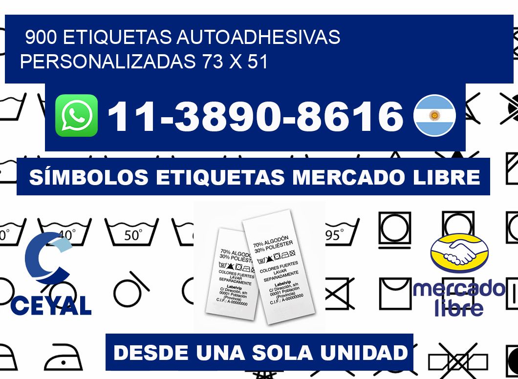 900 Etiquetas autoadhesivas personalizadas 73 x 51