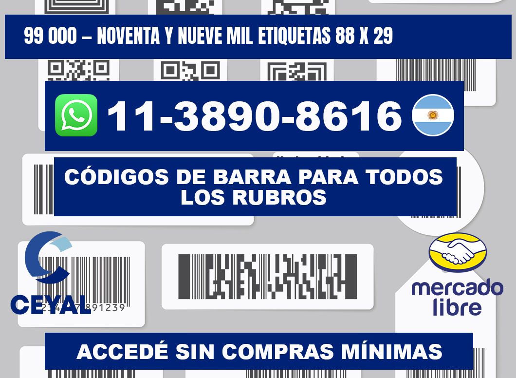 99 000 — noventa y nueve mil etiquetas 88 x 29