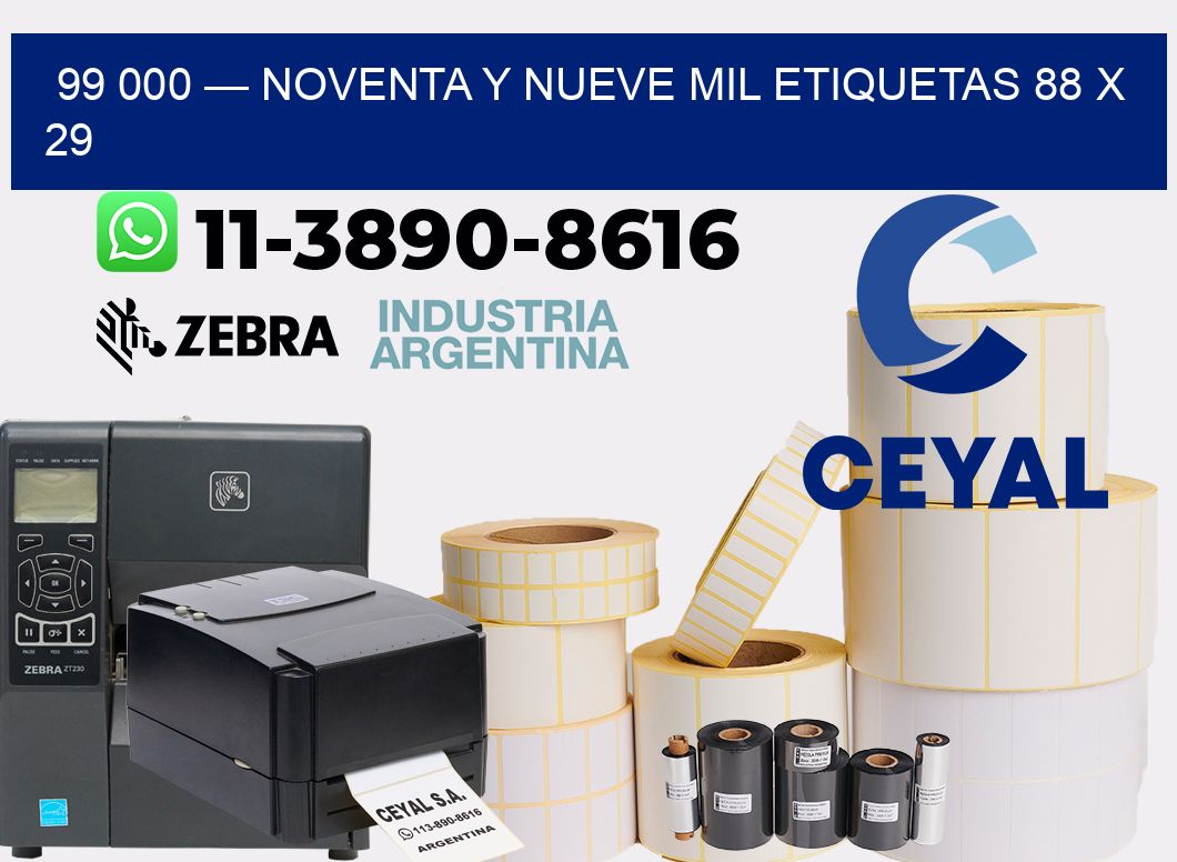 99 000 — noventa y nueve mil etiquetas 88 x 29
