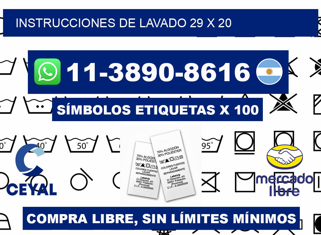 Instrucciones de lavado 29 x 20