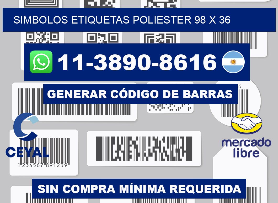 SIMBOLOS ETIQUETAS POLIESTER 98 x 36