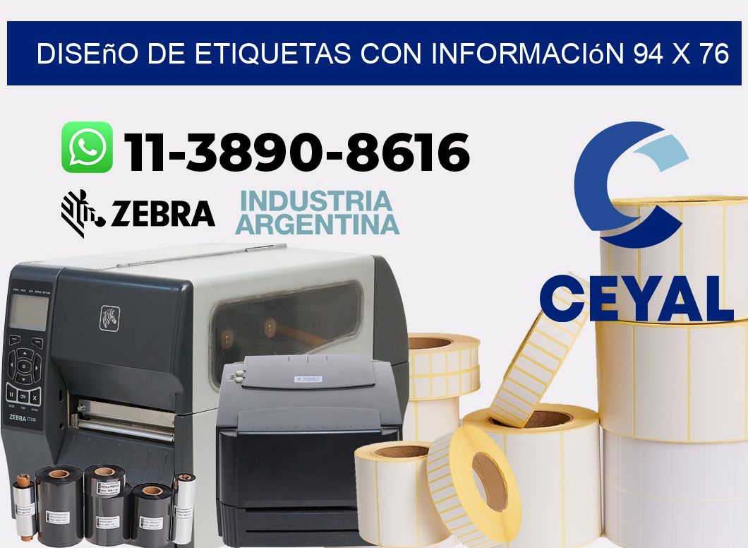 diseño de etiquetas con información 94 x 76