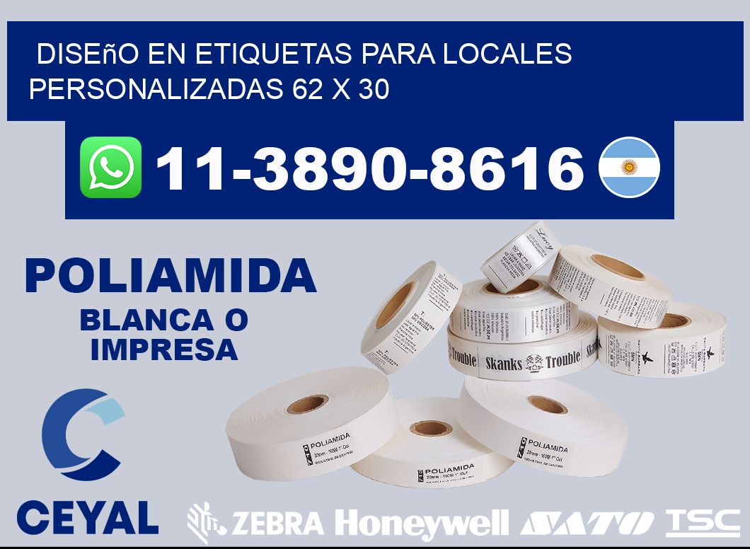 diseño en etiquetas para locales personalizadas 62 x 30