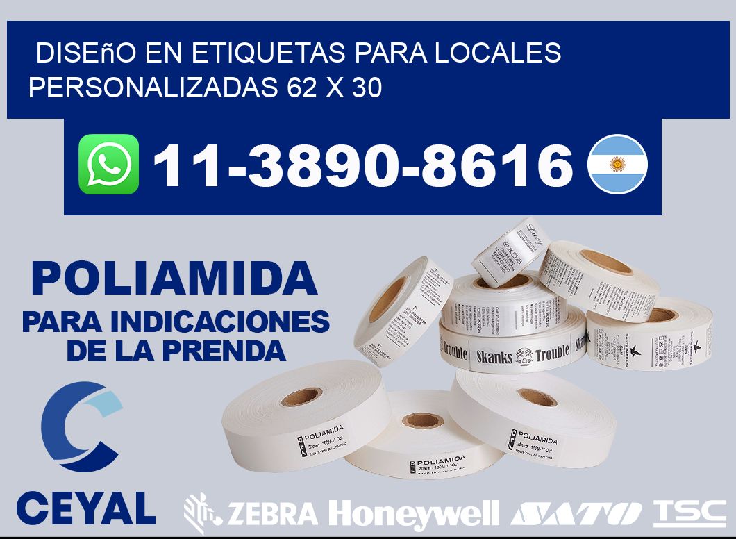 diseño en etiquetas para locales personalizadas 62 x 30