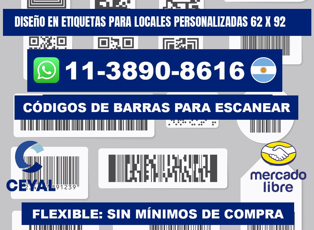 diseño en etiquetas para locales personalizadas 62 x 92