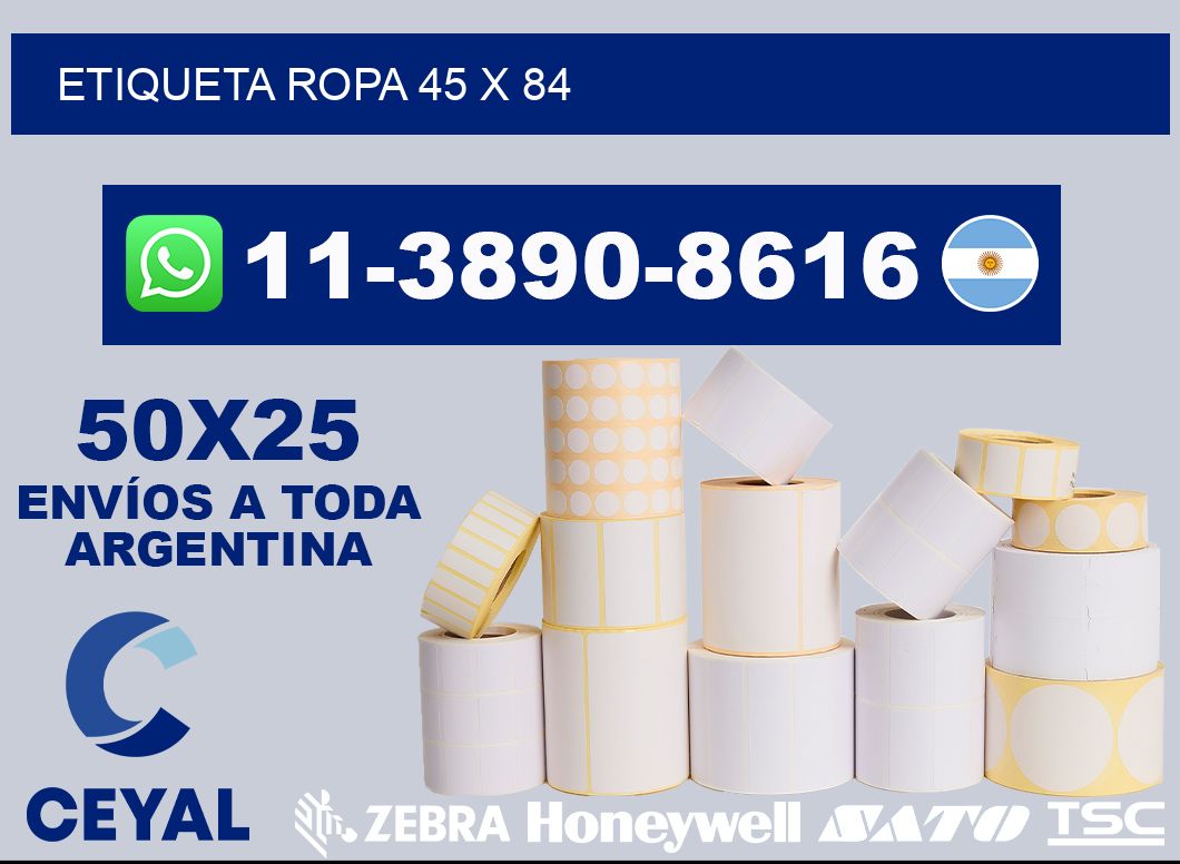 etiqueta ropa 45 x 84