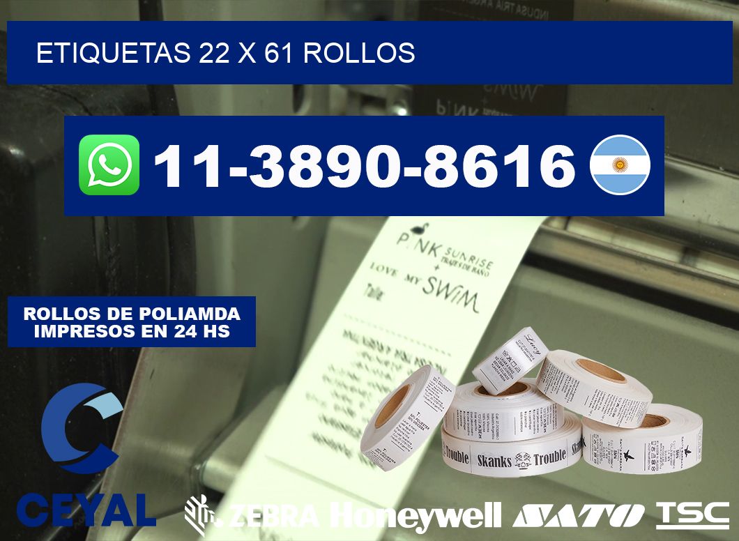 etiquetas 22 x 61 rollos