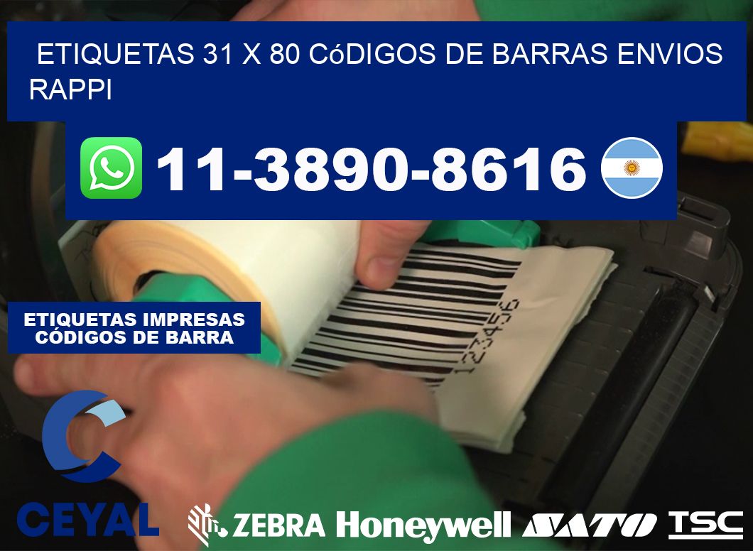 etiquetas 31 x 80 códigos de barras envios rappi