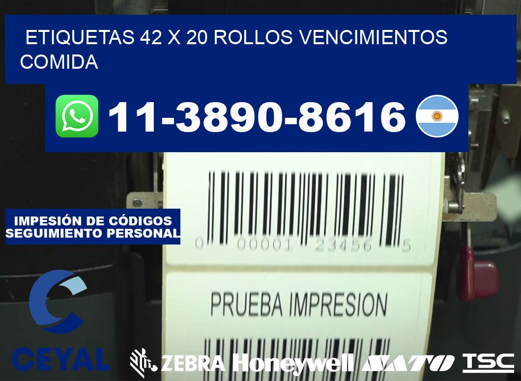 etiquetas 42 x 20 rollos vencimientos comida