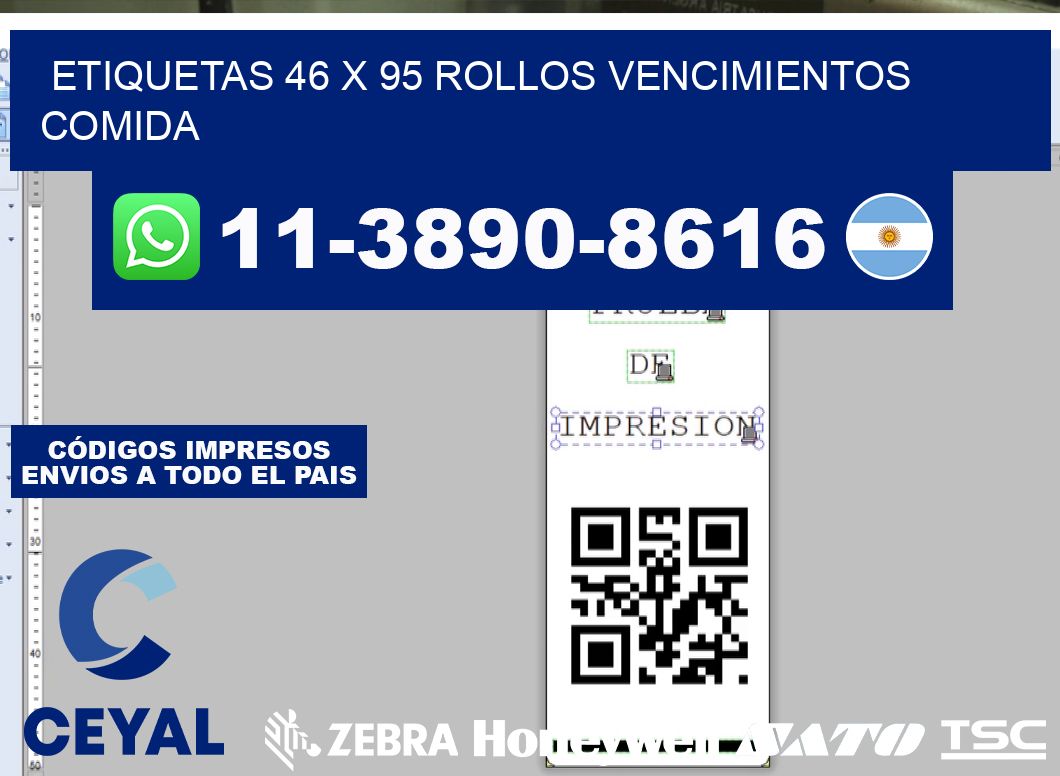 etiquetas 46 x 95 rollos vencimientos comida